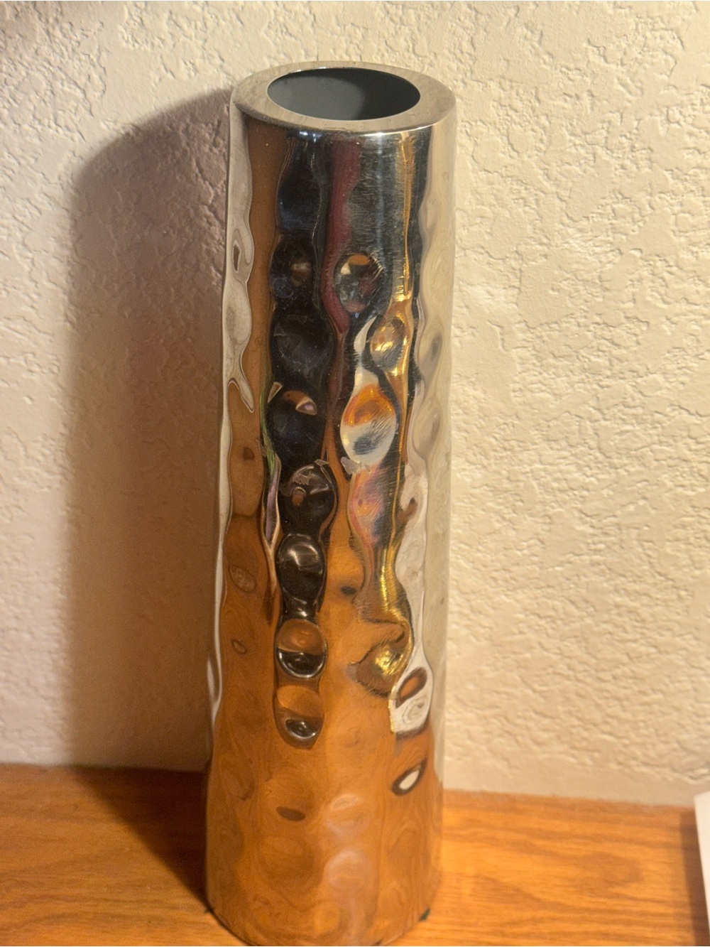 Silver Textured aluminum  Vase - Modern Home Accent